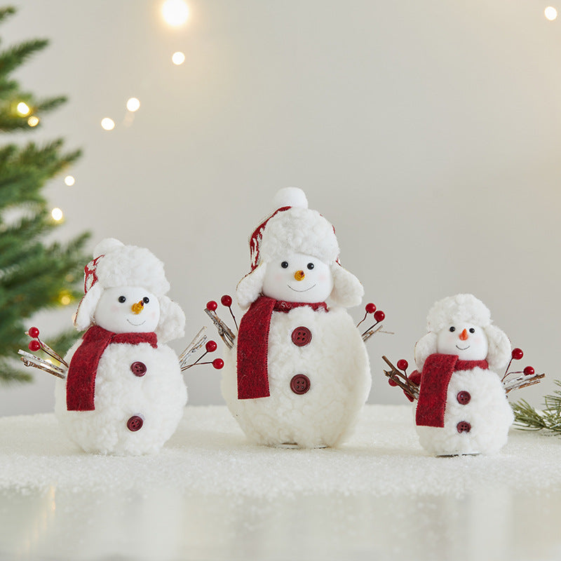 Giftwowo 1PC Christmas Snowman Decorations Cute Plush Gift Ornaments Desktop Holiday Cartoon Doll Fabric Pendant New Year Gift