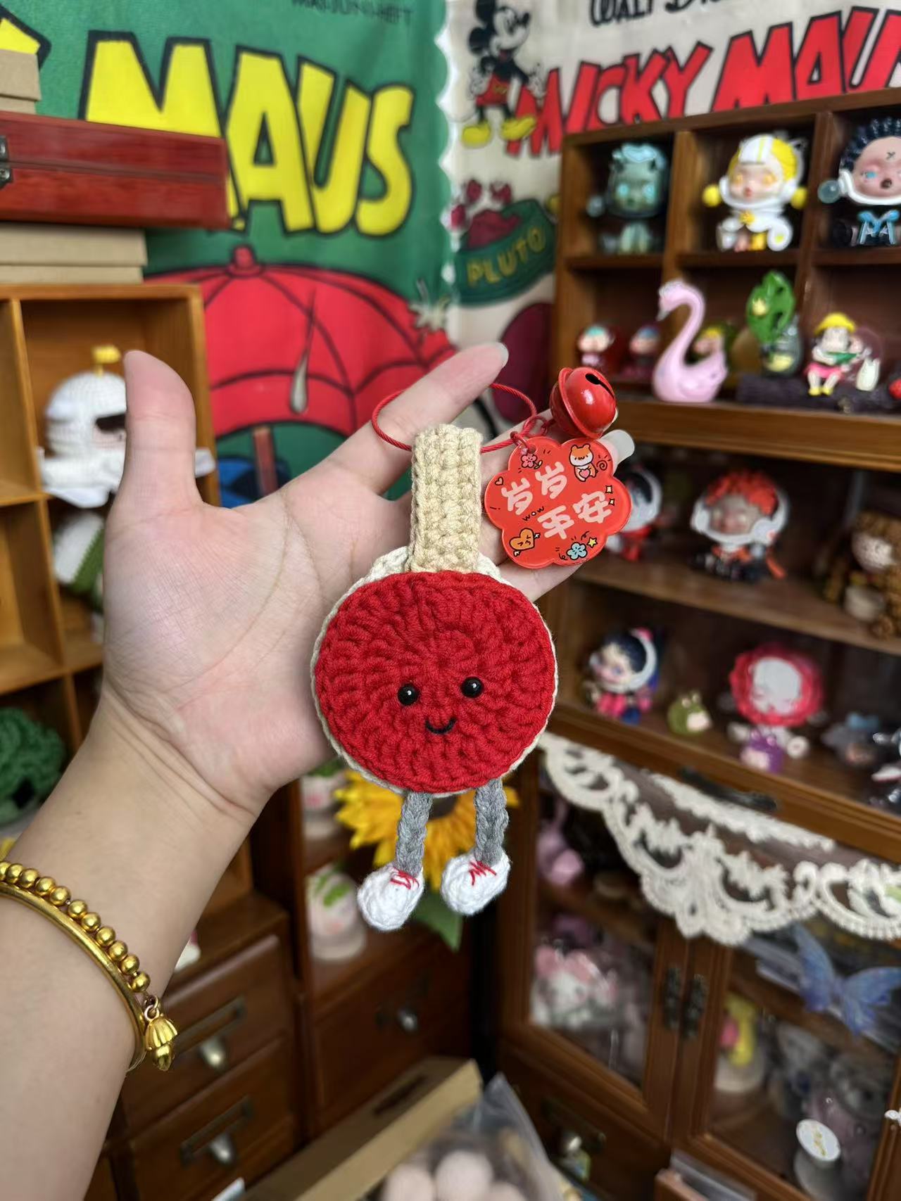 Giftwowo 1PC Handmade Yarn Crochet Pom-Pom Keychain Bag Accessory Pendant Gift Series - Creative Craft for Gifting