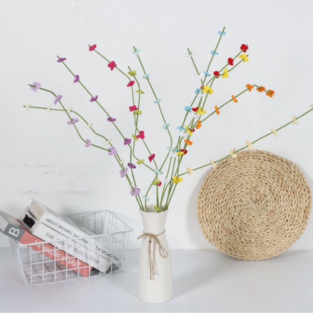 Giftwowo 1PC Handcrafted Yarn Flowers – Ready-to-Display Milium Faux Flowers, Crochet Floral Arrangement for Home Décor, Creative Gift