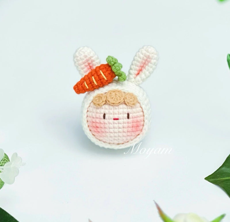 Giftwowo Handmade Yarn Crochet Pom-Pom Doll, Finished Soft and Cute DIY Keychain, Personalized Accessories, Adorable Plush Figurine