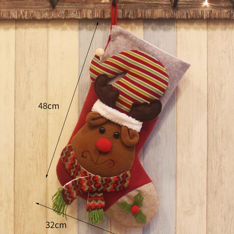 1PC Christmax Stocking Large Plush Socks Gift Socks Candy Socks Christmas Eve Bag Xmas Decorations