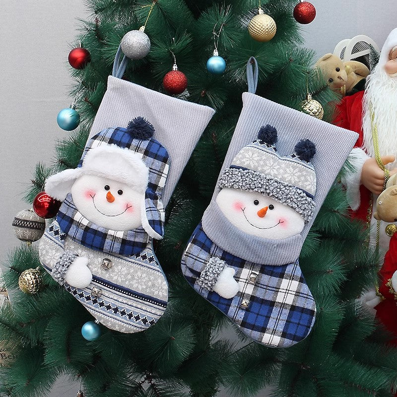 1PC Christmax Stocking Large Plush Socks Gift Socks Candy Socks Christmas Eve Bag Xmas Decorations