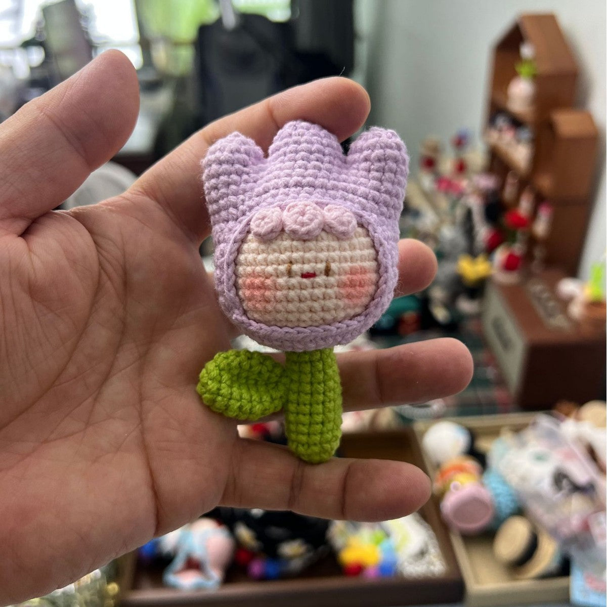 Giftwowo Handmade Yarn Flower Bouquet Dumpling Decoration – Finished DIY Crochet Gift for Teachers, Holiday Gift Idea