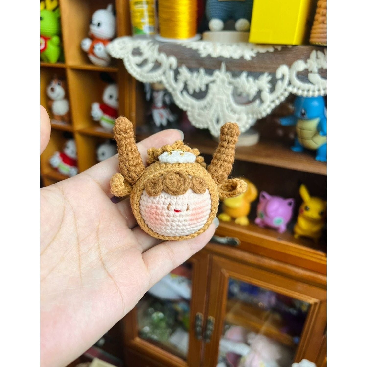 Giftwowo Handmade Zodiac Crochet Pom-Pom Keychain, Star Sign Doll Pendant, Perfect Gift for Boyfriend & Girlfriend