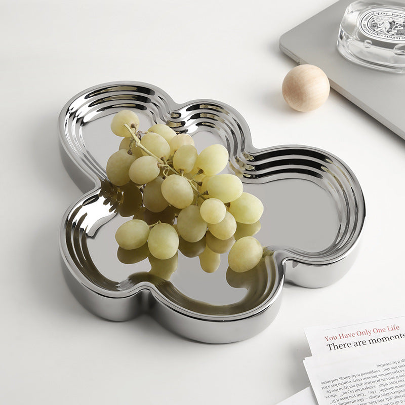 Giftwowo Exquisite Ceramic Tray Light Luxury Creative High-end Atmospheric Fruit Tray Household Gift-giving Living Room Fruit Snacks