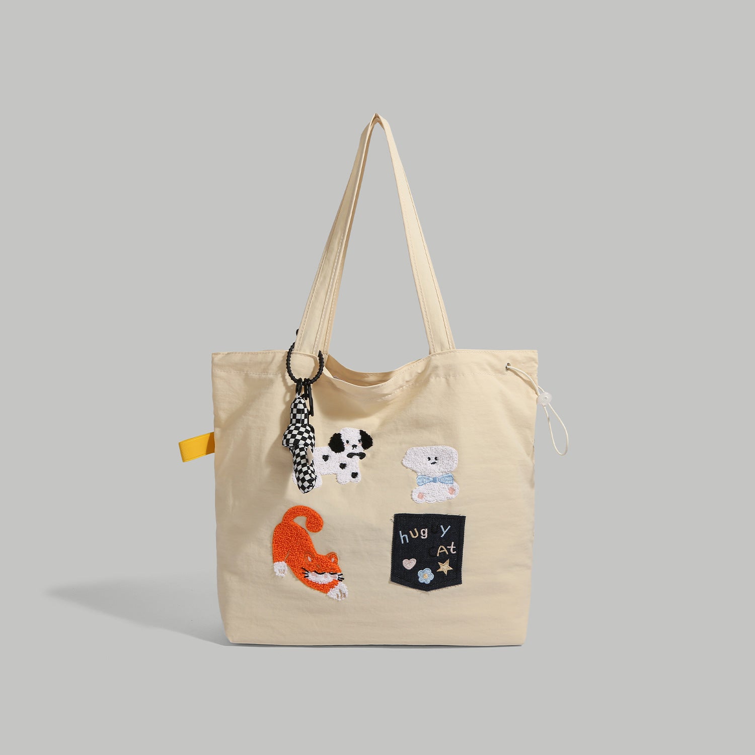 Giftwowo 1PC GIFTWOWO Embroidered Cartoon Canvas Bag, Cute and Large Capacity Tote, College Style Artsy & Versatile, Ideal for Students and School Use