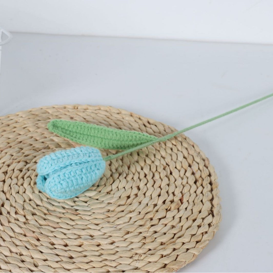 Giftwowo Handmade Yarn Tulip Bouquet - Wholesale Faux Crochet Open & Closed Tulip Flowers, Handcrafted Yarn Floral Arrangement