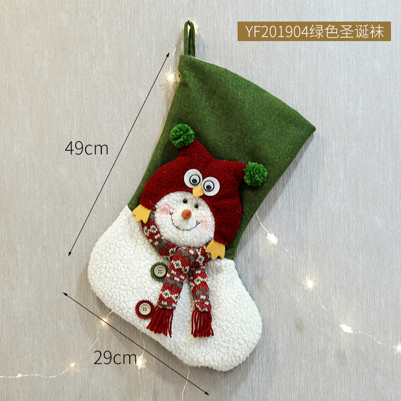 1PC Christmax Stocking Large Plush Socks Gift Socks Candy Socks Christmas Eve Bag Xmas Decorations