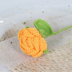 Giftwowo 1PC Finished Knitting Crochet, Rose Flowers Wedding Bridal Artificial Flowers Valentine's Day Gift Birthday Party Home Table Decor