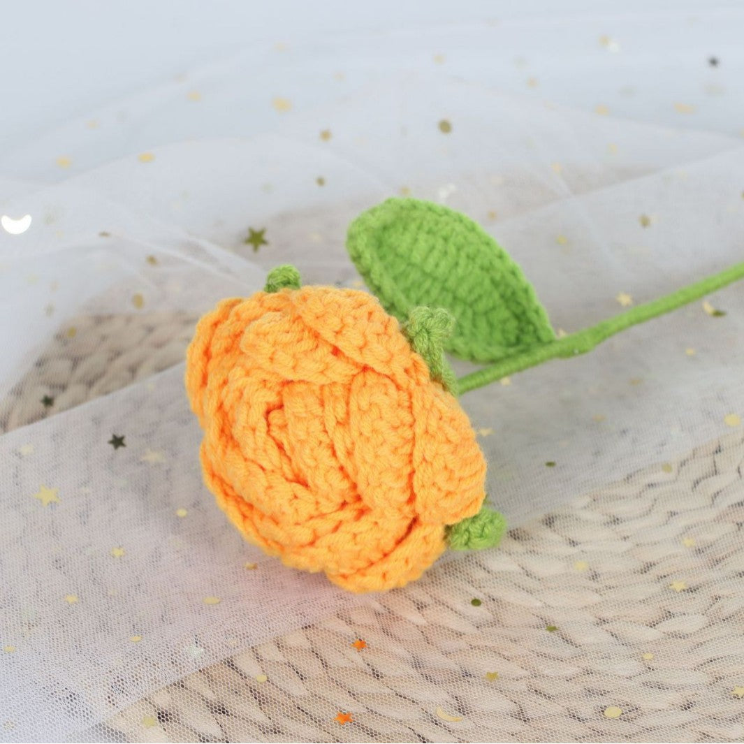 Giftwowo Handmade Yarn Rose Bouquet - Knitted Yarn Flowers for Mother's Day, Handcrafted Flower Bouquet, Crochet Yarn Roses