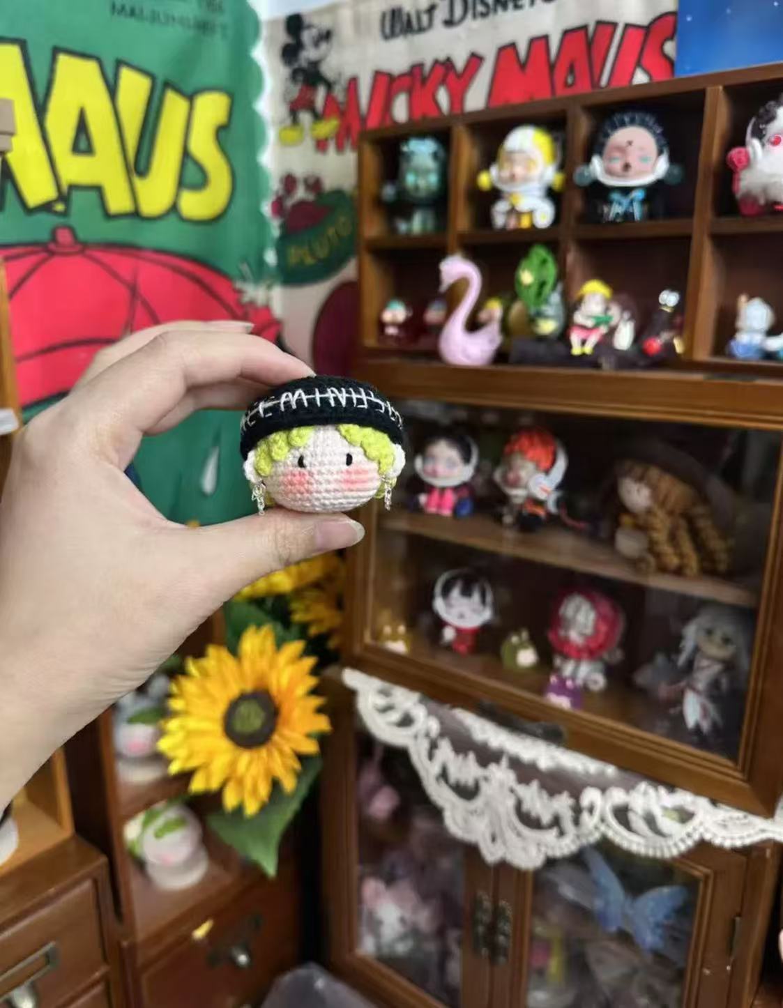 Giftwowo 1PC Handmade Crochet Yarn Doll Keychain, Figurine, Headband, Car Charm, Hair Accessory