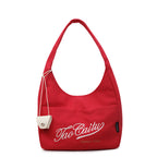 Giftwowo 1PC Red Girls Shoulder Bag Casual Canvas Tote Bag Wommen Shopping Bag Large Capacity College Style