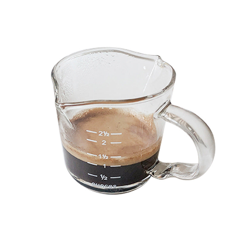 Giftwowo 1PC Spouts Espresso Measuring Cup with Handle 50ml 100ml Glass Coffe Cup Liquid Glasses Barista Tools
