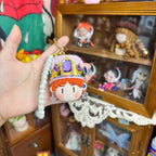 Giftwowo 1pc Handmade Crochet Yarn Doll, Ram's Horn Dragon Pom-Pom, Celebrity Idol Merchandise Keychain Accessory, Trendy Collectible