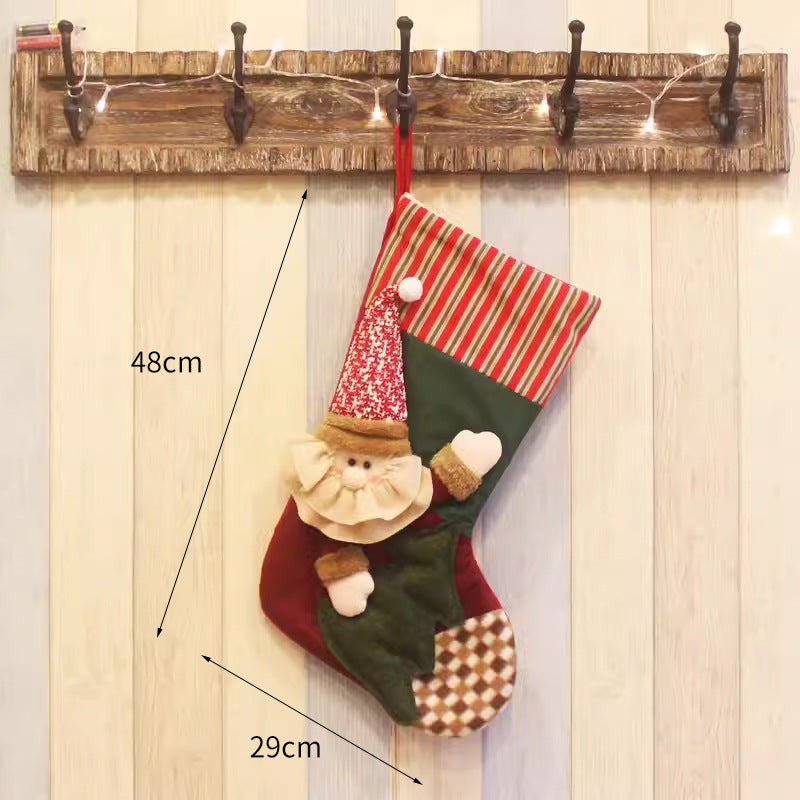 1PC Christmax Stocking Large Plush Socks Gift Socks Candy Socks Christmas Eve Bag Xmas Decorations