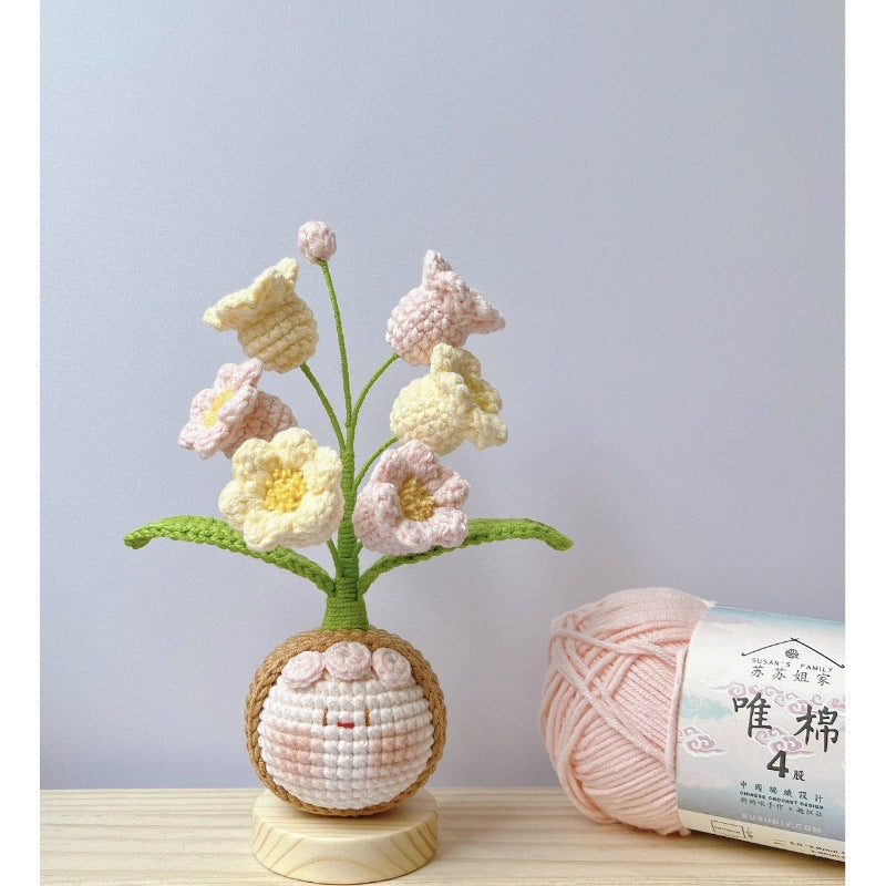 Giftwowo Knitted Flower Bouquet Pom-Pom Ornament, Handmade Yarn Crochet Doll, Cute and Unique Gift