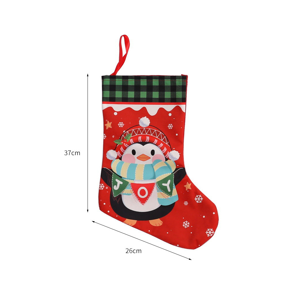 Giftwowo 1PC Cloth Christmas Stockings Multicolor Large Capacity Xmas Decorations Bag Durable DIY Red Fireplace Hanging