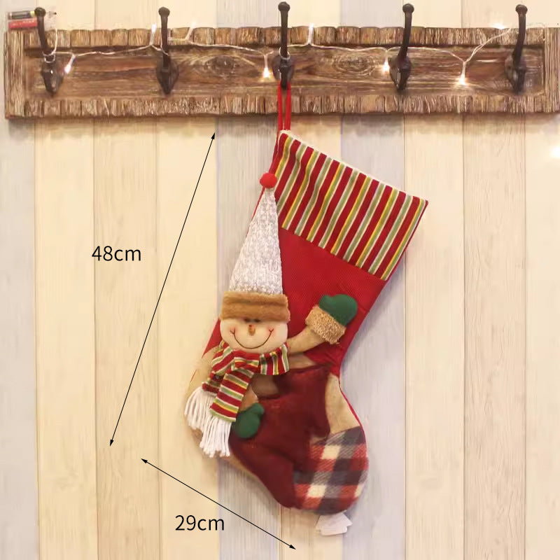 1PC Christmax Stocking Large Plush Socks Gift Socks Candy Socks Christmas Eve Bag Xmas Decorations