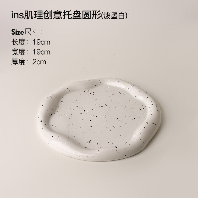 Giftwowo 1PC Ins Silver Ceramic Tray Key Storyage Jewelry Watch Display Decoration Furniture Office Decoration