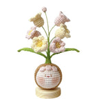 Giftwowo Knitted Flower Bouquet Pom-Pom Ornament, Handmade Yarn Crochet Doll, Cute and Unique Gift