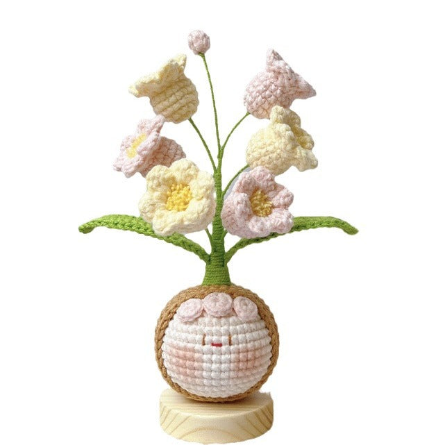 Giftwowo Knitted Flower Bouquet Pom-Pom Ornament, Handmade Yarn Crochet Doll, Cute and Unique Gift