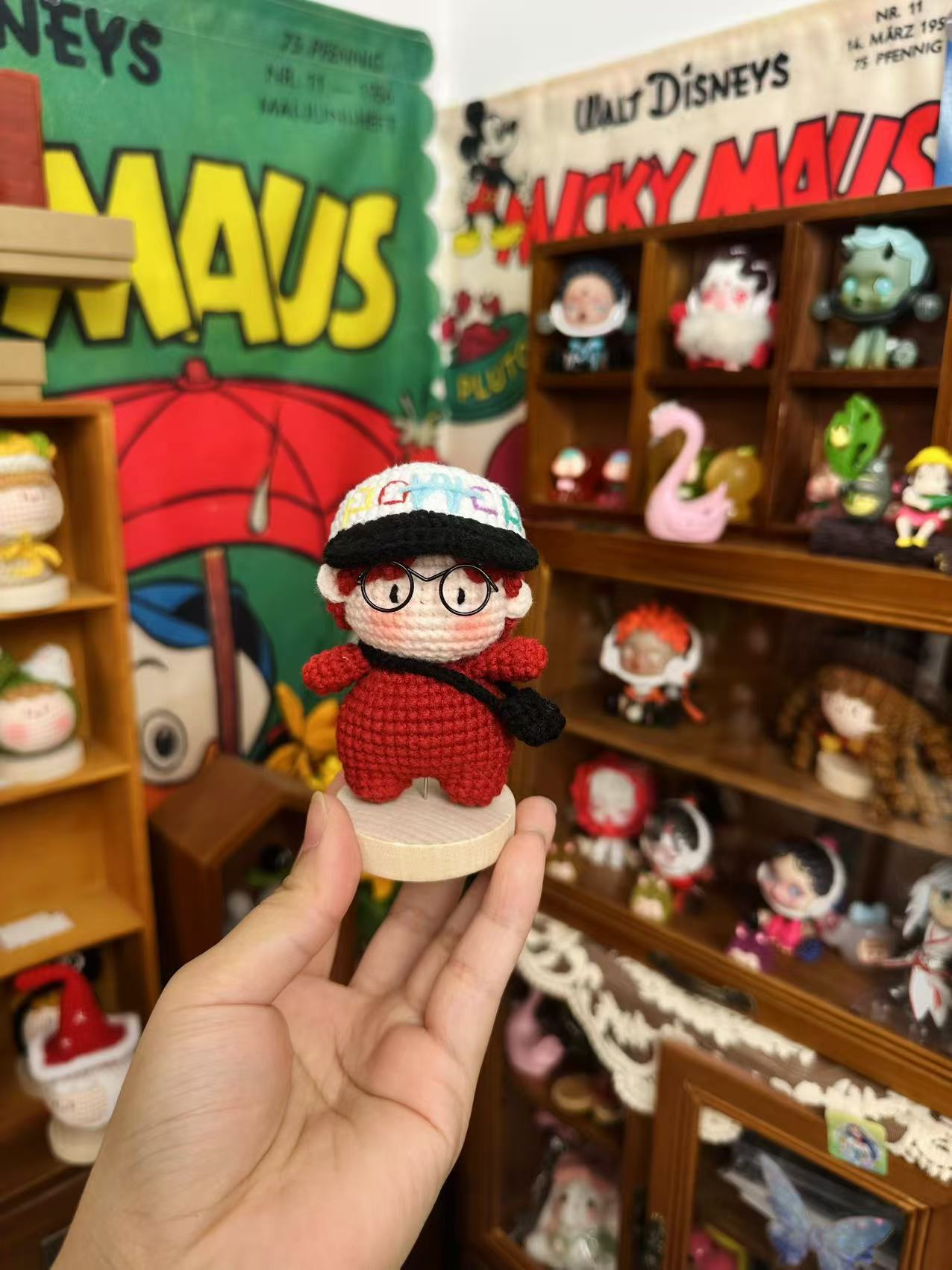 Giftwowo 1PC Handmade Crochet Yarn Doll Keychain, Figurine, Headband, Car Charm, Hair Accessory