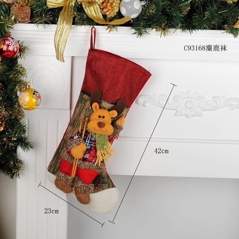 1PC Christmax Stocking Large Plush Socks Gift Socks Candy Socks Christmas Eve Bag Xmas Decorations