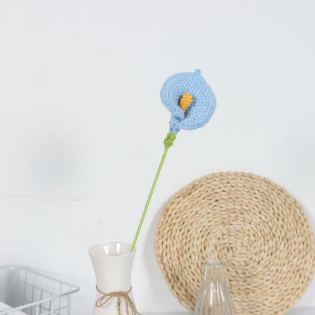 Giftwowo Handmade Crochet Calla Lily Yarn Flower - Faux Yarn Eternal Flower for Home Decor, Handcrafted Calla Lily Crochet Art