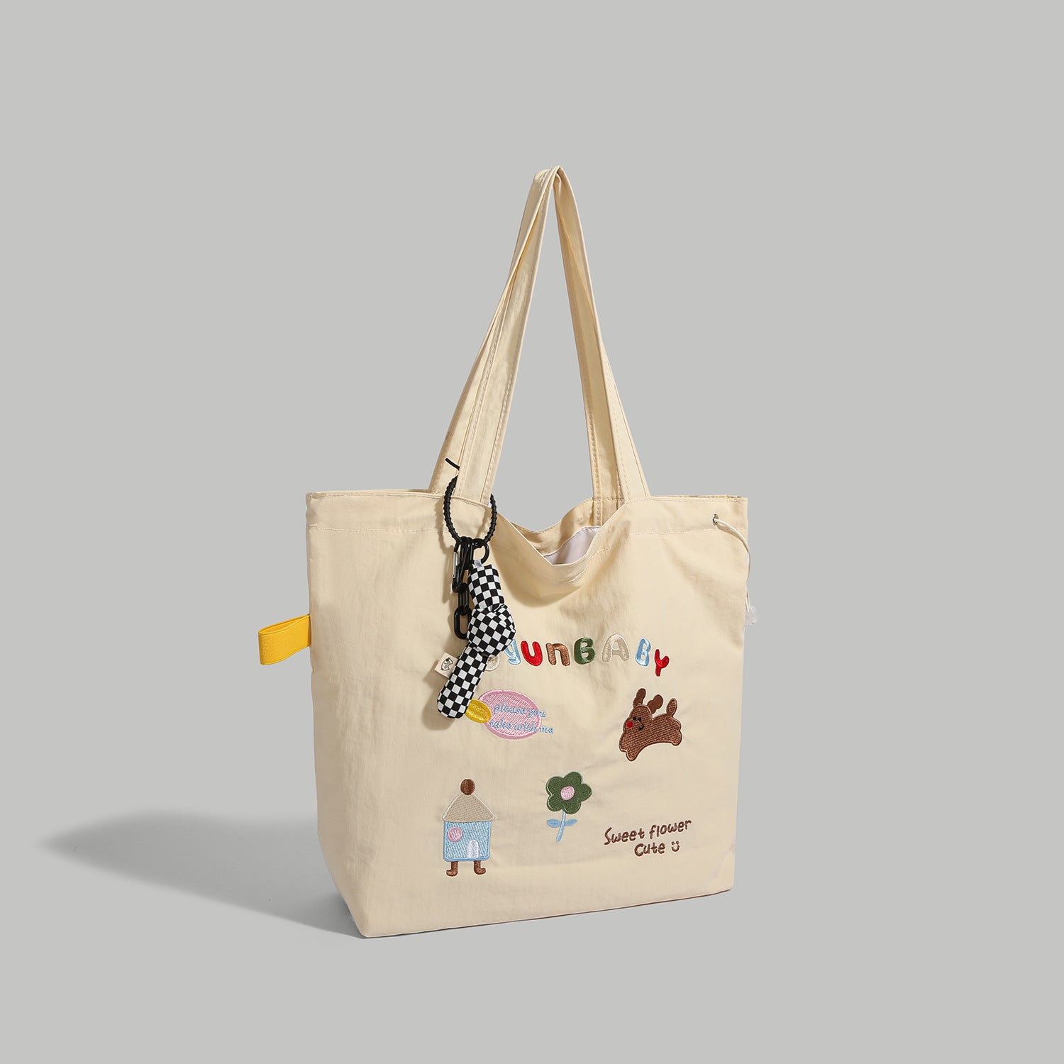 Giftwowo 1PC GIFTWOWO Embroidered Cartoon Canvas Bag, Cute and Large Capacity Tote, College Style Artsy & Versatile, Ideal for Students and School Use