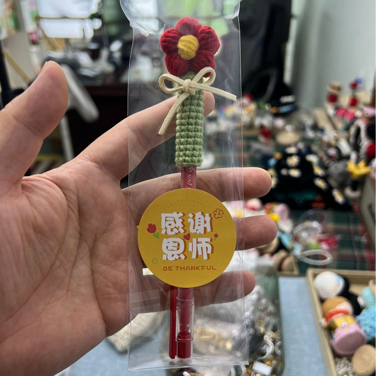 Giftwowo Handmade Yarn Flower Bouquet Dumpling Decoration – Finished DIY Crochet Gift for Teachers, Holiday Gift Idea