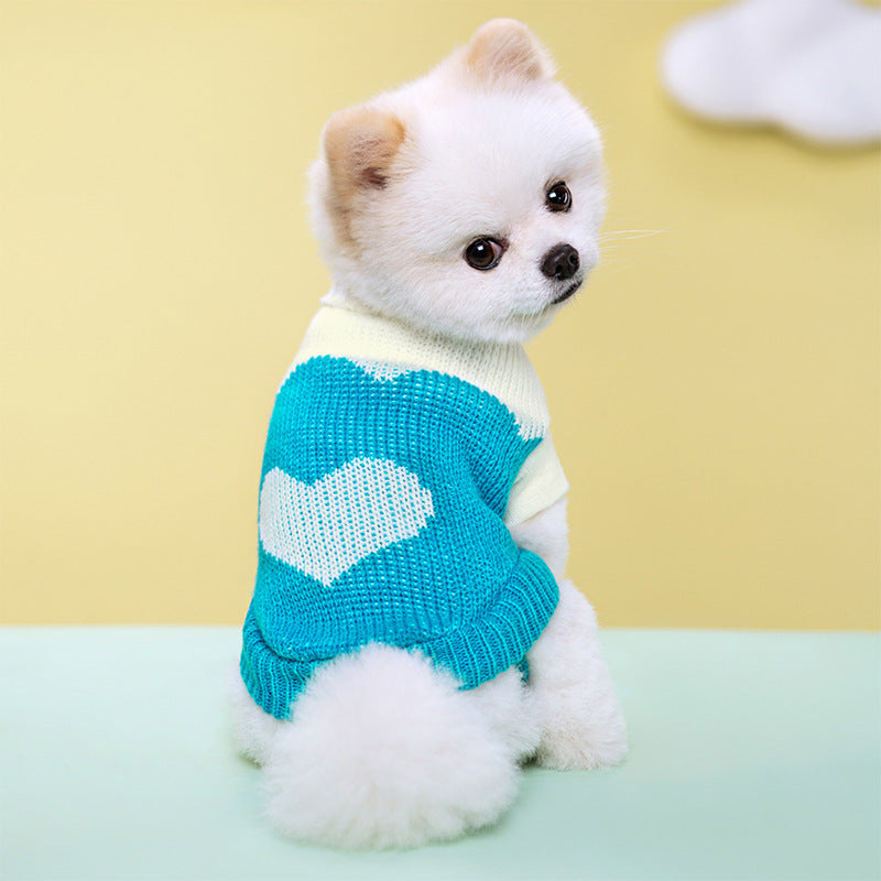 Giftwowo New Pet Clothing, Multi-Color Knitted Dog Sweater, Warm Two-Legged Casual Outfit for Fall & Winter