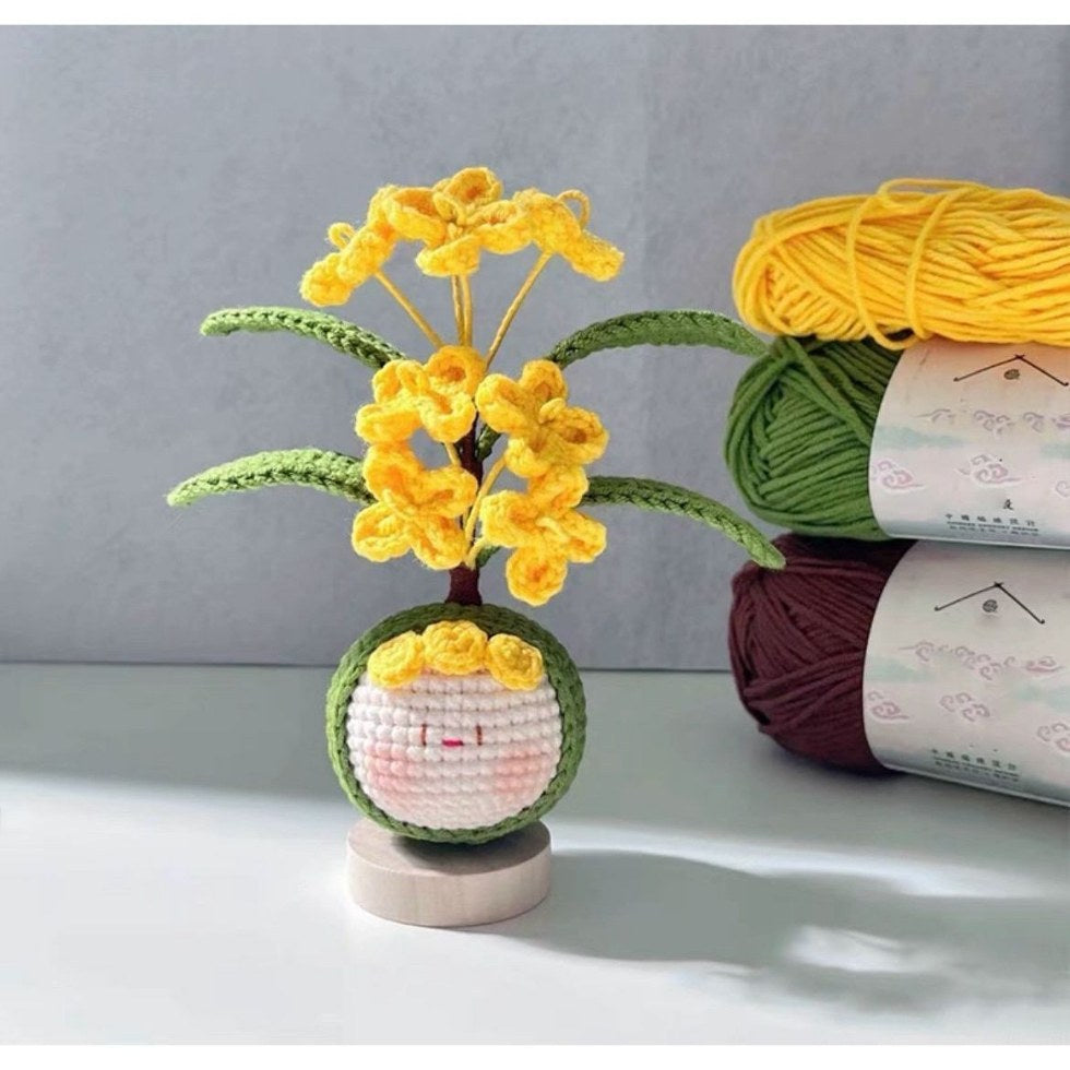 Giftwowo Handmade Yarn Flower Bouquet Dumpling Decoration – Finished DIY Crochet Gift for Teachers, Holiday Gift Idea