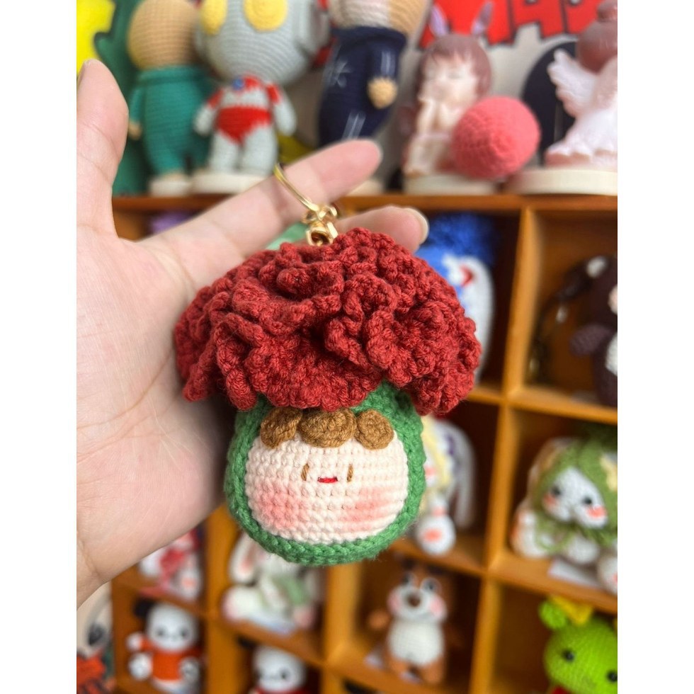 Giftwowo Handmade Yarn Flower Bouquet Dumpling Decoration – Finished DIY Crochet Gift for Teachers, Holiday Gift Idea