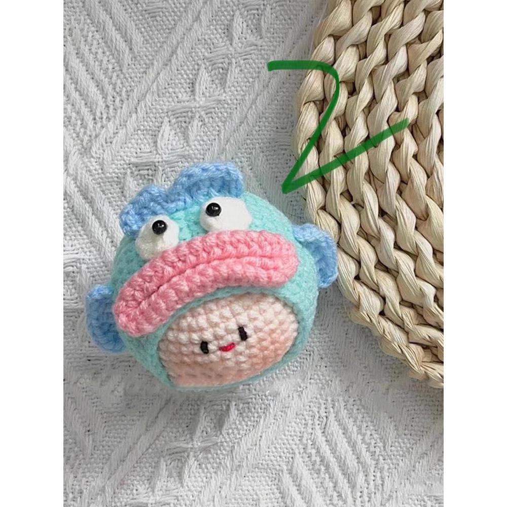 Giftwowo Handmade Yarn Crochet Pom-Pom Collection, 3D Bag Pendant & Keychain, Trendy Doll Accessories