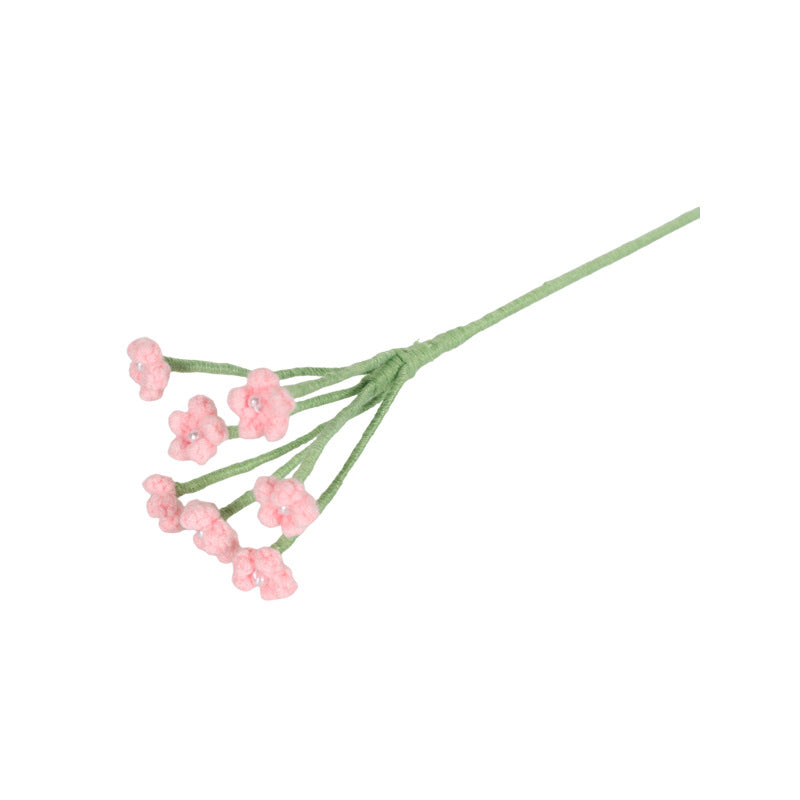 Giftwowo 1PC Baby's Breath Handcrafted Yarn Crochet Bouquet – Handmade Flower Arrangement, Faux Flowers for Gifts, Perfect for Valentine's Day & Qixi