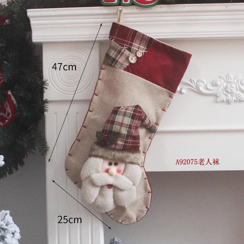 1PC Christmax Stocking Large Plush Socks Gift Socks Candy Socks Christmas Eve Bag Xmas Decorations