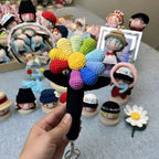 Giftwowo Handmade Crochet GD Small Daisy Yarn Brooch, Flower Bouquet Pom-Pom Ornament, Creative Support Stick Craft