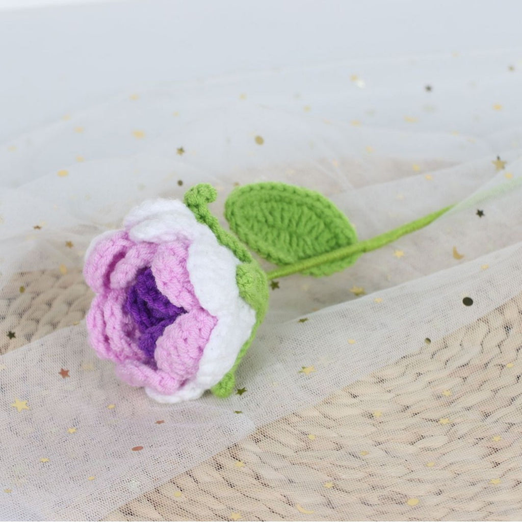 Giftwowo 1PC Finished Knitting Crochet, Rose Flowers Wedding Bridal Artificial Flowers Valentine's Day Gift Birthday Party Home Table Decor