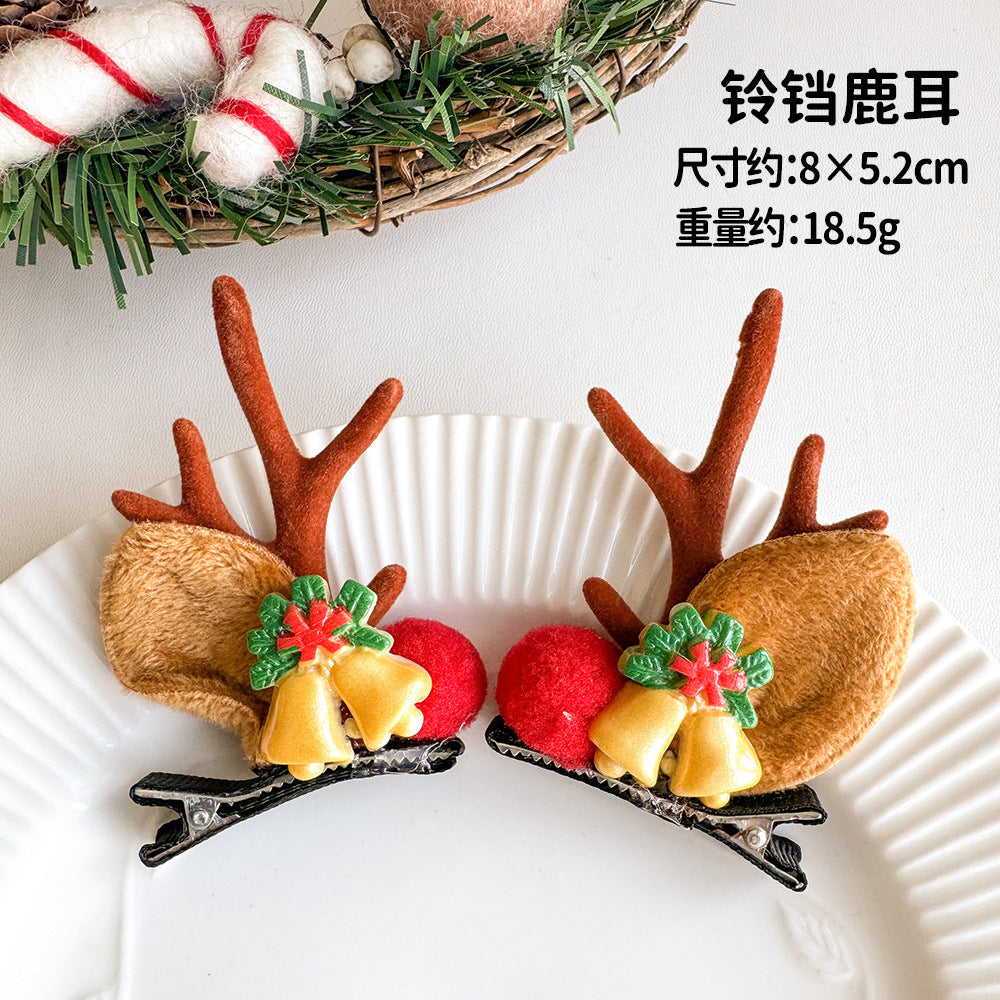Giftwowo 1PC Cute Christmas Reindeer Antler Hair Clip – Cartoon Faux Deer Antlers for Kids, Magical and Sweet Christmas Headpiece