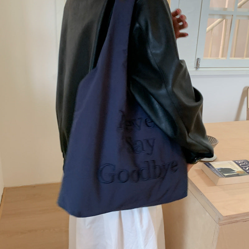 Giftwowo 1PC Large Capacity Embroidered Shoulder Bag – Fashionable & Versatile Canvas Tote, Underarm Bag for Students & Class