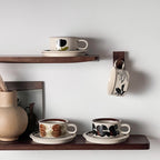 Giftwowo 1PC Ceramic Coffee Cups and Saucers Delicate Printing Afternoon Tea Drinkware Brekfast Cup Pastry Plate Gift