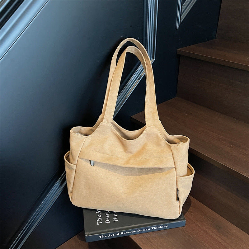 Giftwowo 1PC Canvas Bag for Women, Versatile Casual Tote Bag, Large Capacity Commuter Shoulder Handbag for Students, Classroom Tote