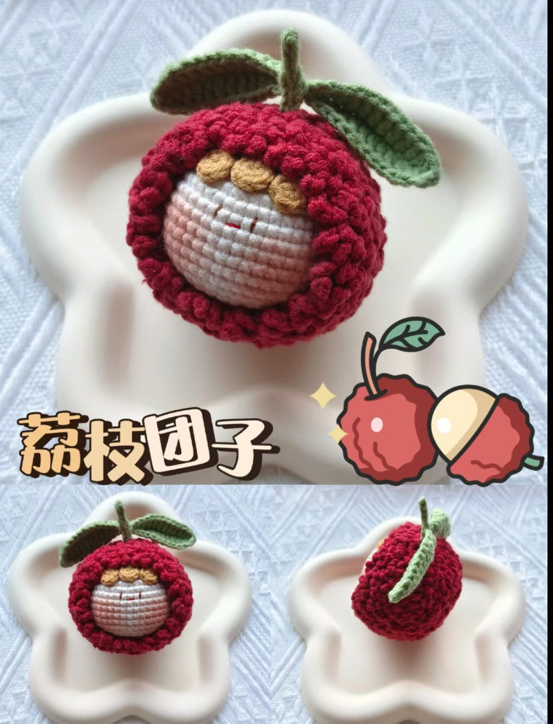 Giftwowo Handmade Yarn Crochet Pom-Pom Doll, Finished Soft and Cute DIY Keychain, Personalized Accessories, Adorable Plush Figurine