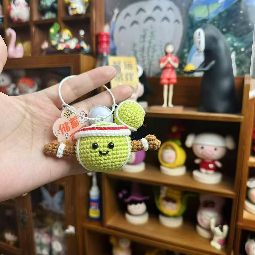 Giftwowo 1PC Handmade Yarn Crochet Pom-Pom Keychain Bag Accessory Pendant Gift Series - Creative Craft for Gifting