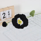 Giftwowo 1PC Handcrafted Yarn Flower Bouquet – Crochet Faux Flower Arrangement with Skirt Edging, Ready-to-Display Yarn Flowers