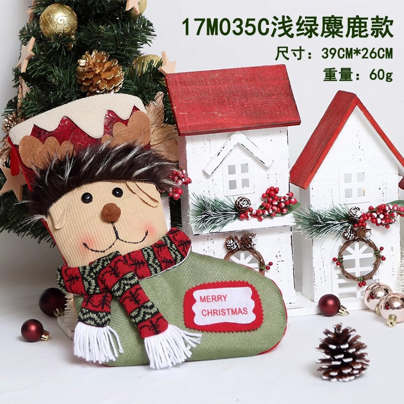 1PC Christmax Stocking Large Plush Socks Gift Socks Candy Socks Christmas Eve Bag Xmas Decorations