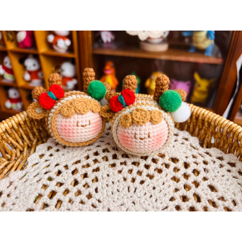 Giftwowo Handmade Yarn Crochet Pom-Pom Collection, 3D Bag Pendant & Keychain, Trendy Doll Accessories