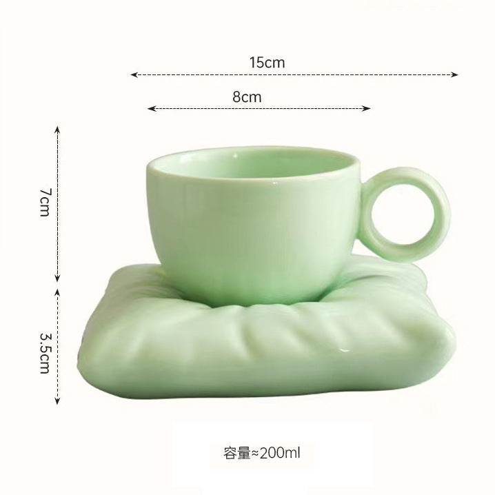 Giftwowo 1PC Niche Creative High-Design Pillow & Chubby Coffee Cup with Saucer Gift Set – Perfect for Birthday Gifts
