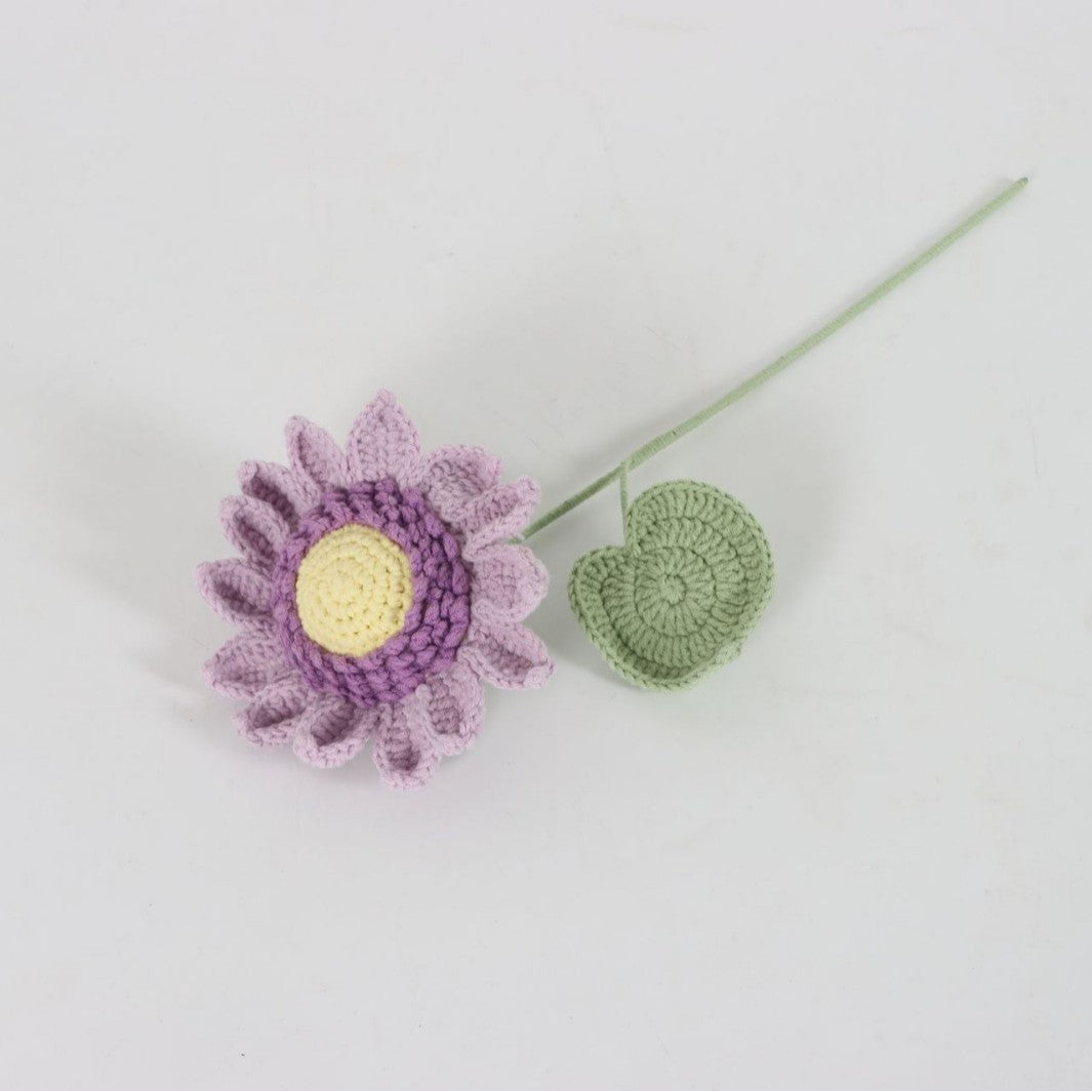 Giftwowo Handmade Single-Layer Sunflower Bouquet - Light Green Yarn Sunflower, Perfect Gift for Any Occasion