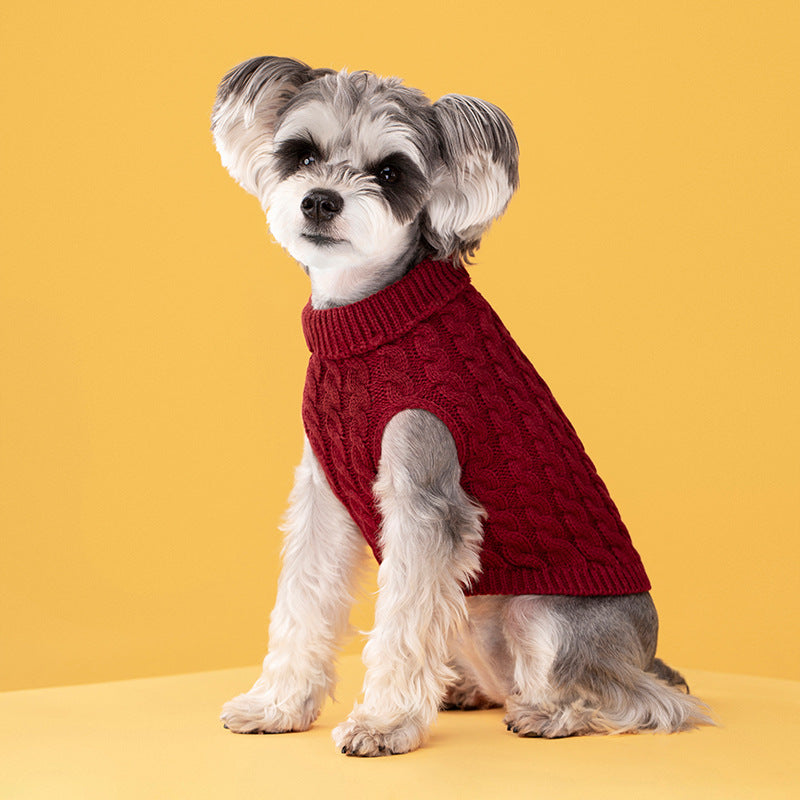 Giftwowo New Fashion Candy Color Sweater for Dogs, Cozy Solid Color Cable Knit Pullover, Cute Pet Warm Clothing